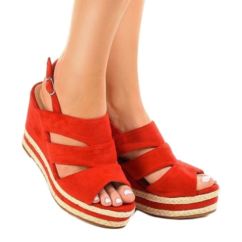 Opfylde Billedhugger Gå igennem Red espadrilles, wedge sandals FG6 - KeeShoes