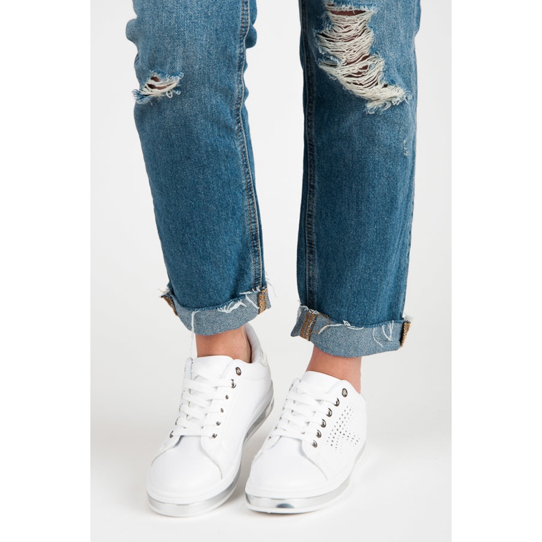 White Sneakers With A Hologram 1