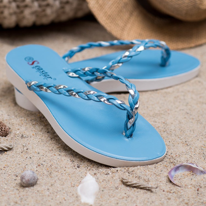Seastar Blue Braided Flip-Flops 1