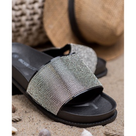 Bestelle Rubber Slippers With Cubic Zirconia black 2