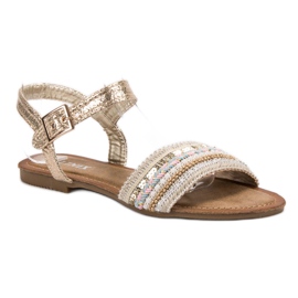 SHELOVET Sandals With Sequins brown 1