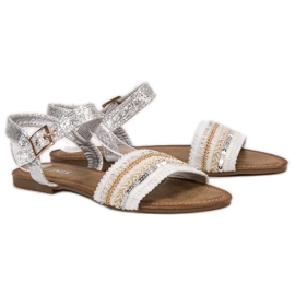 SHELOVET Sandals With Sequins white 1