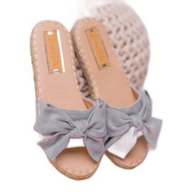 Forever Folie Suede Slippers With A Bow grey 1