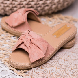Forever Folie Suede Slippers With A Bow pink 1