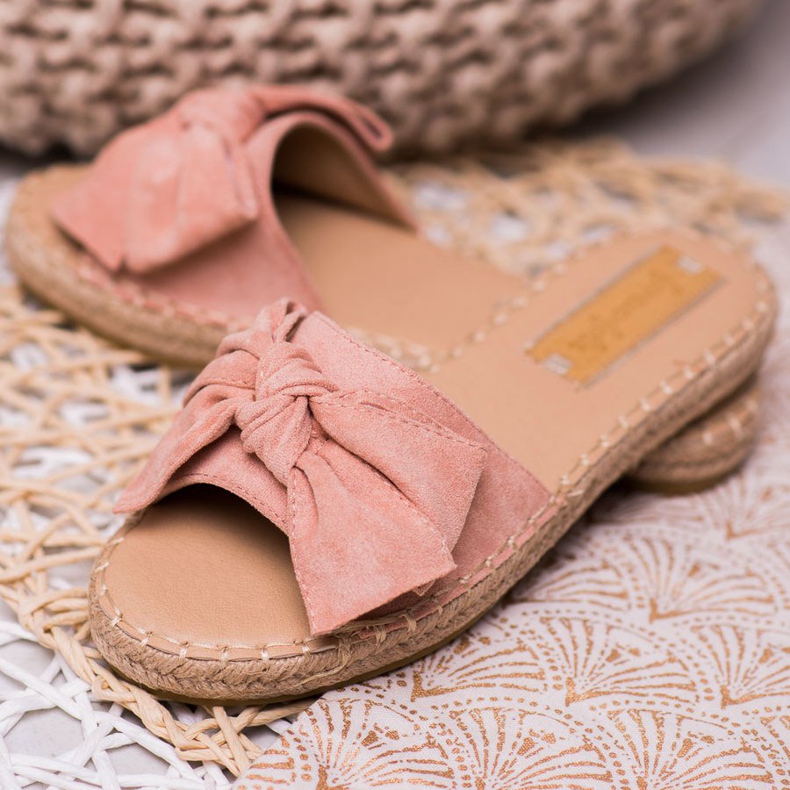 Forever Folie Suede Slippers With A Bow pink 1