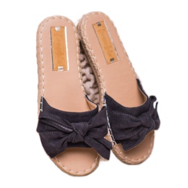 Forever Folie Suede Slippers With A Bow black 2