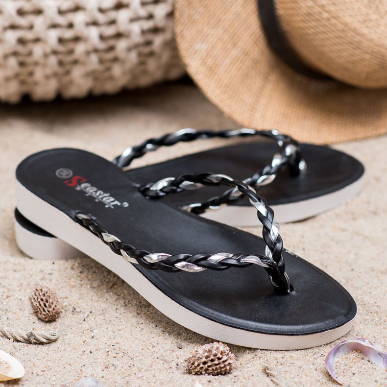 Seastar Black Braided Flip-Flops 1