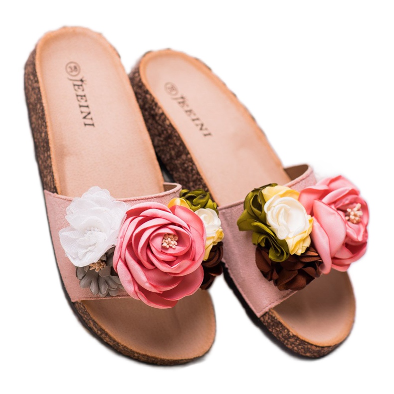 SHELOVET Powder Slippers With Flowers pink 2
