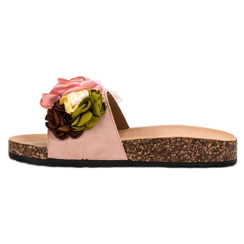 SHELOVET Powder Slippers With Flowers pink 1