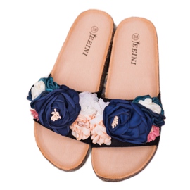 SHELOVET Black Slippers With Squares 2