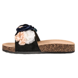 SHELOVET Black Slippers With Squares 1
