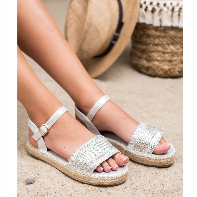 Small Swan Espadrilles Silver Sandals grey 1