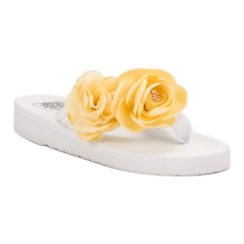 SHELOVET Light Flip-Flops With Flowers white 1