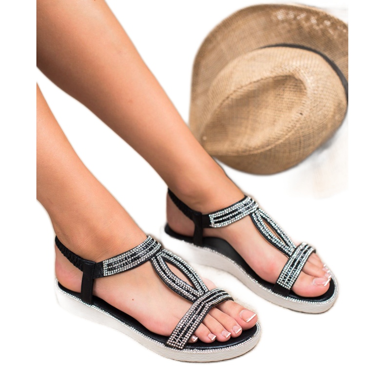 SHELOVET Wedge Sandals With Elastic black 2