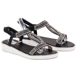 SHELOVET Wedge Sandals With Elastic black 1