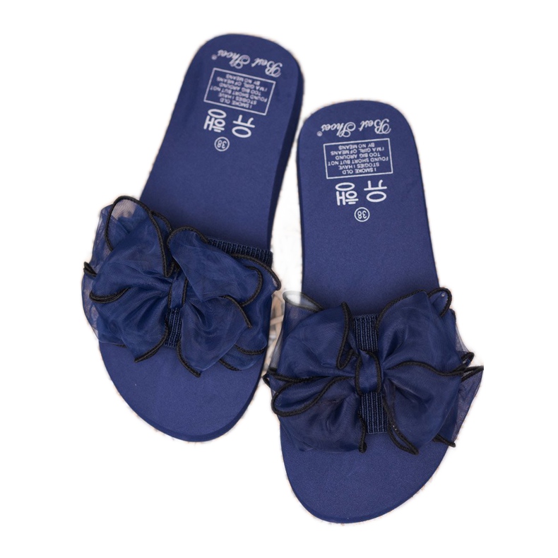 Best Shoes Foam Slippers With A Bow blue 1