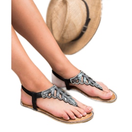 SHELOVET Flip-flops Sandals With Crystals black 2