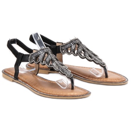 SHELOVET Flip-flops Sandals With Crystals black 1