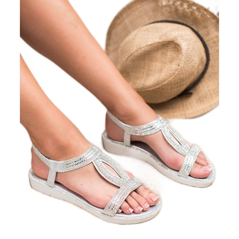 SHELOVET Wedge Sandals With Elastic grey 1
