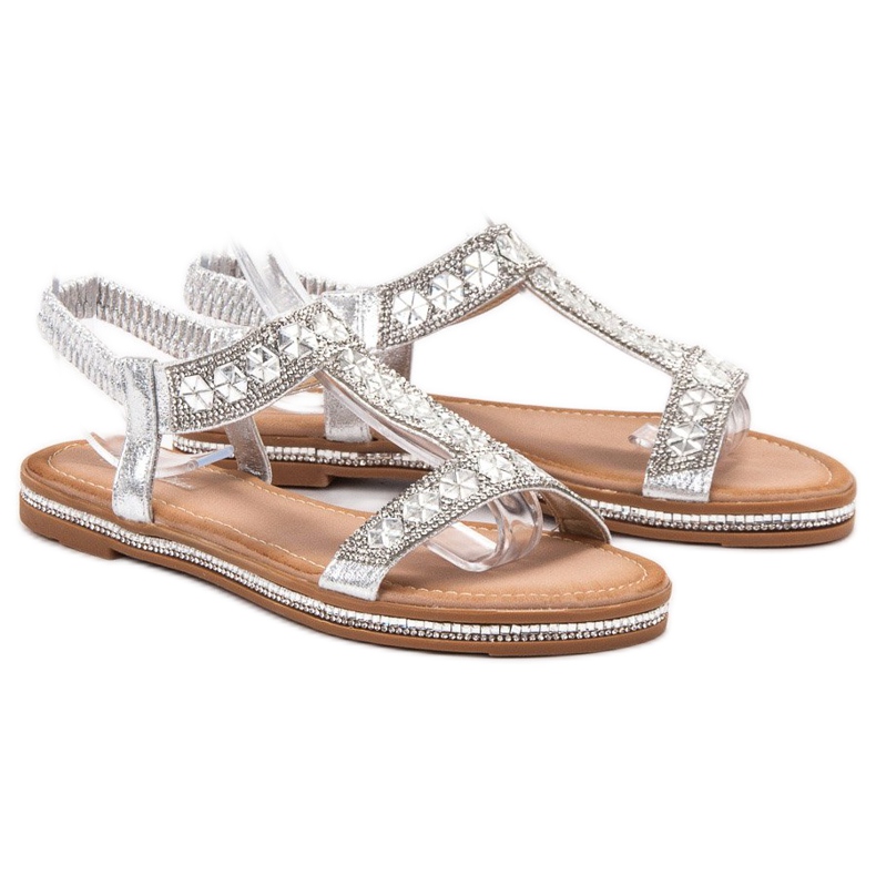 Bello Star Decorated Silver Sandals grey 1