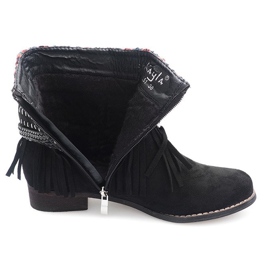 Warm Booties Boho Fringes 7303-1 Black 1
