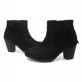 Suede Booties On a Bar Fringes 1631-1 Black 2