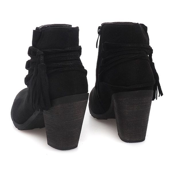 Suede Booties On a Bar Fringes 1631-1 Black 1
