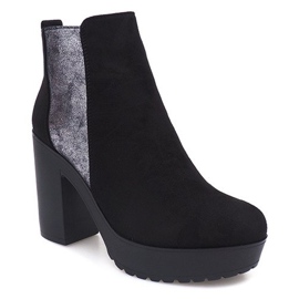 Suede Booties On A Post RBS-8 Black 2