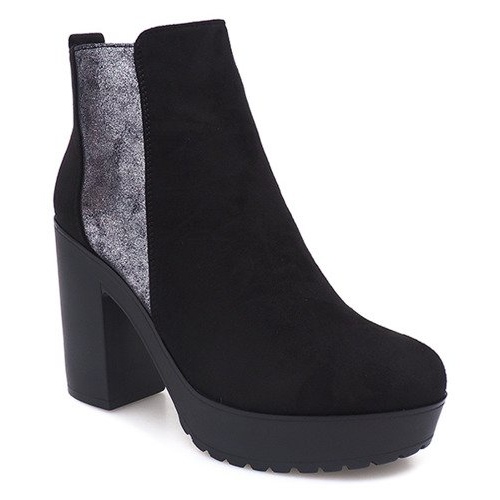 Suede Booties On A Post RBS-8 Black 2