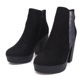 Suede Booties On A Post RBS-8 Black 1