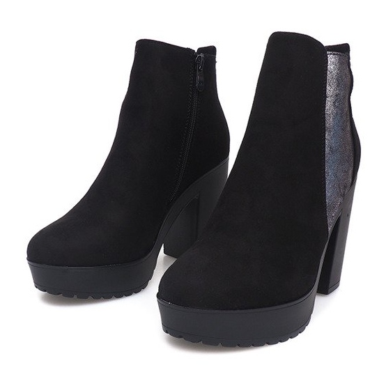 Suede Booties On A Post RBS-8 Black 1