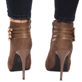 Boots On High Heel Suede YS20-1 Khaki 1