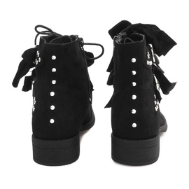 Suede Booties With Bows QQ660 Black 2