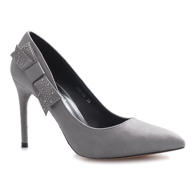 Gray heels with a Bordeaux bow grey 1