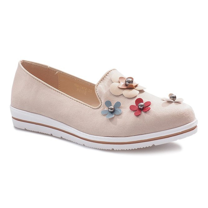 Beige multi-flower wedge heels 1