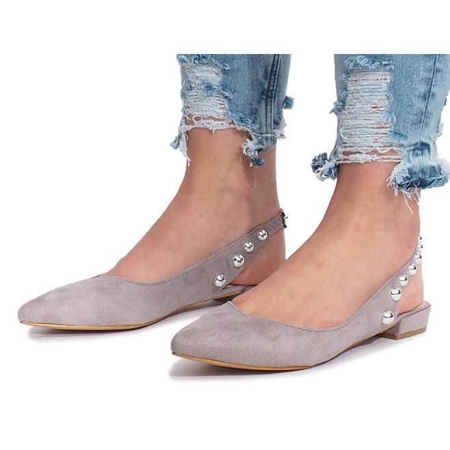 Gray ballerinas with Marou studs grey 1