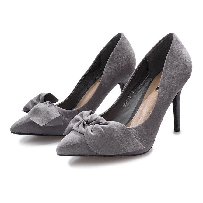 Gray high heels with a Tipo bow grey 1