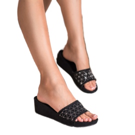 Primavera Openwork Wedge Slippers black 2