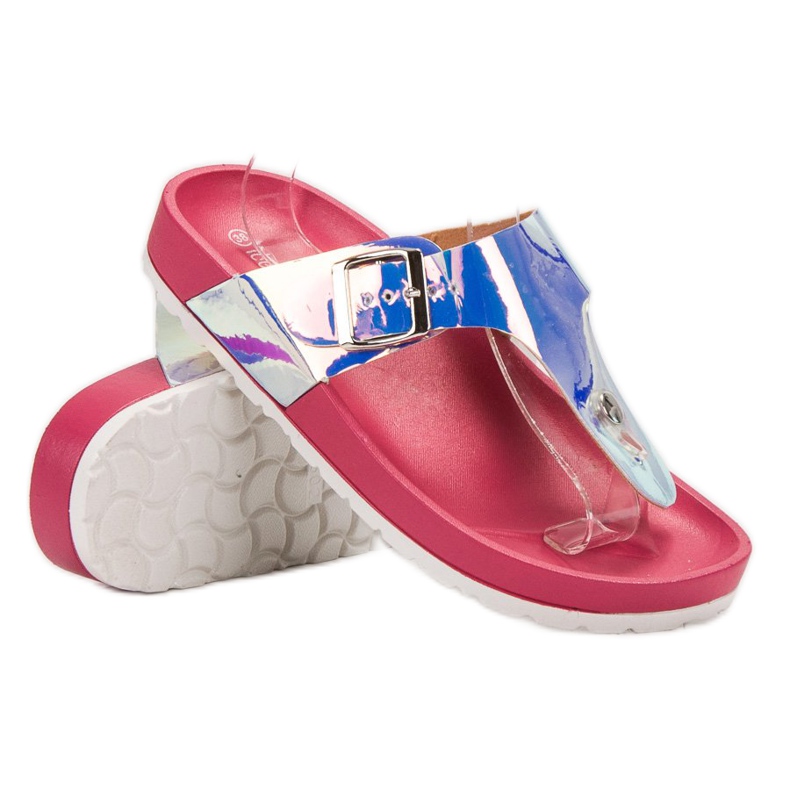 Ideal Shoes Holo-effect flip-flops pink 1