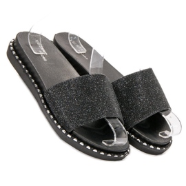 SHELOVET Rubber Slippers With Cubic Zirconia black 1