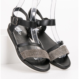 SHELOVET Fashionable Sandals With Cubic Zirconia black 1