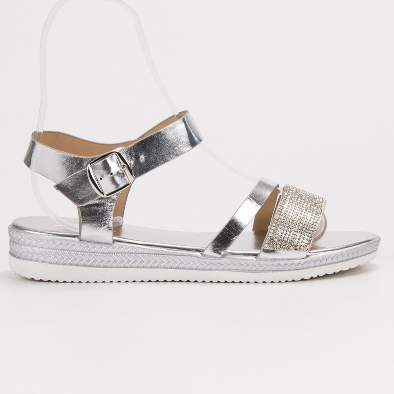 SHELOVET Fashionable Sandals With Cubic Zirconia grey 1