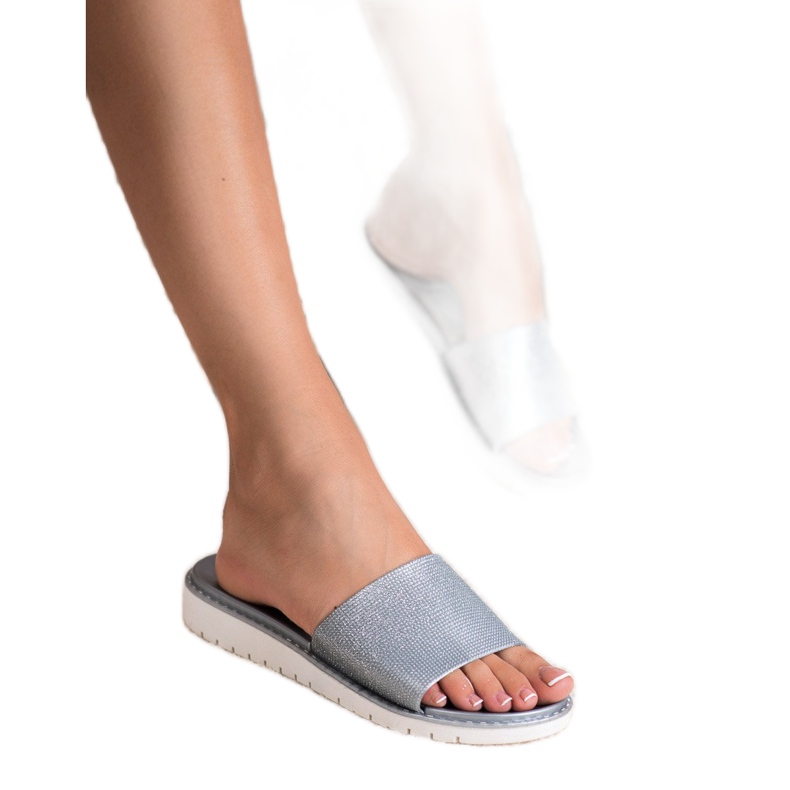 Fashionable Shiny Slippers grey 1 Fashionable Shiny Slippers grey 1