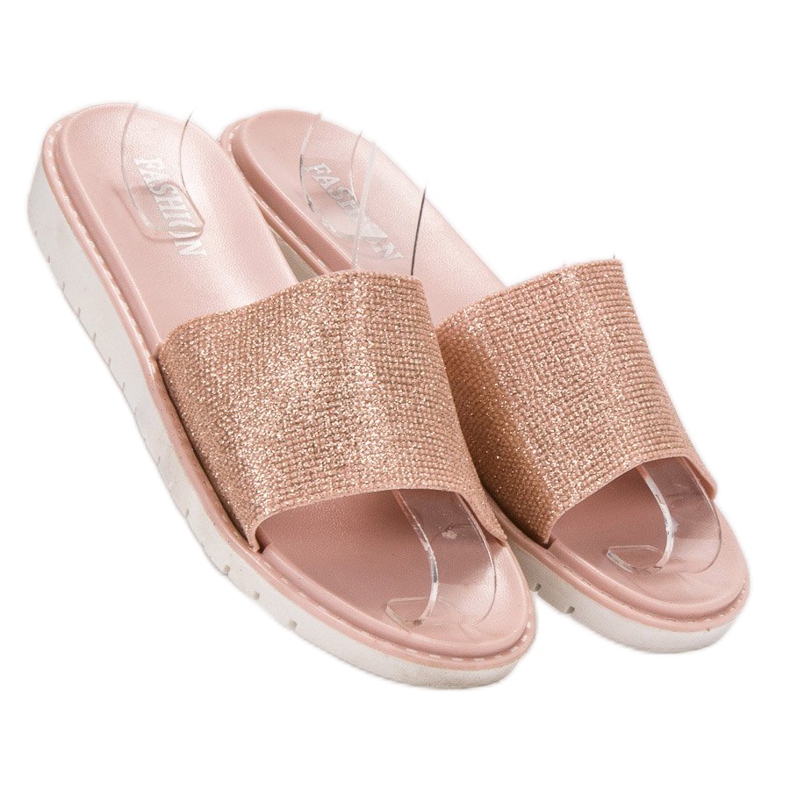 Fashionable Shiny Slippers brown 1 Fashionable Shiny Slippers brown 1