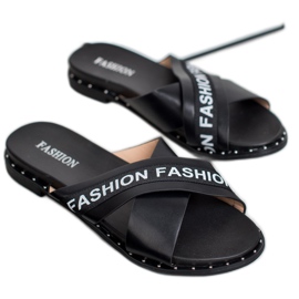 SHELOVET Black Fashion Slippers 1
