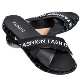 SHELOVET Black Fashion Slippers 2