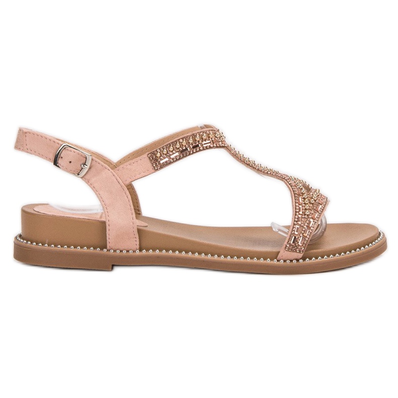 Bello Star Suede Sandals With Crystals pink 1 Bello Star Suede Sandals With Crystals pink 1