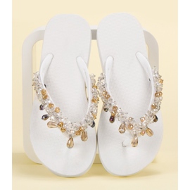 SHELOVET Rubber Flip-Flops With Ornaments white 1
