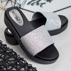 SHELOVET Rubber Wedge Slippers grey 1