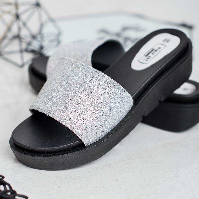 SHELOVET Rubber Wedge Slippers grey 2